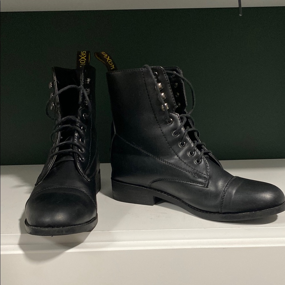 Black Lace-Up Ankle Boots